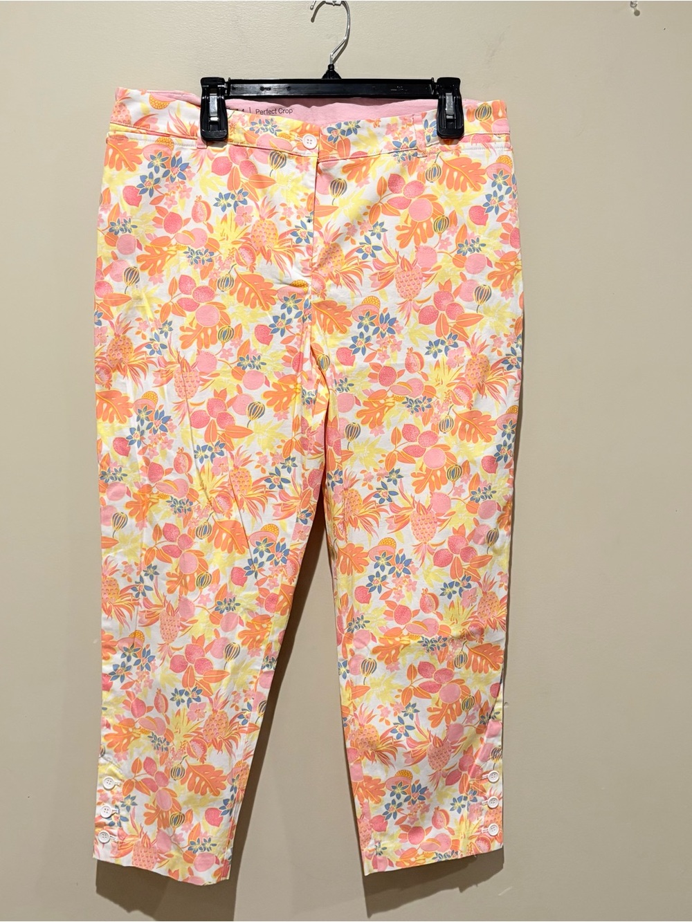 Talbots Coral & Yellow Floral Cropped Pants